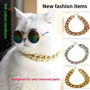 Pet Gold Chain Dog Necklace Cat Collar Premium Adjustable dog cuban chain collar