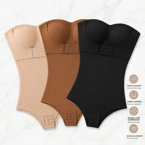 Women’s Seamless Strapless Shapewear Bodysuit - High-Support Tummy-Control, Ultra-Compression, Waist-Slimming, Butt-Lifting, Comfortable Push-Up Casual Sexy Underwear for Everyday Sports & Casual Wear, Breathable Pressure Garment (Shapewear for Women)