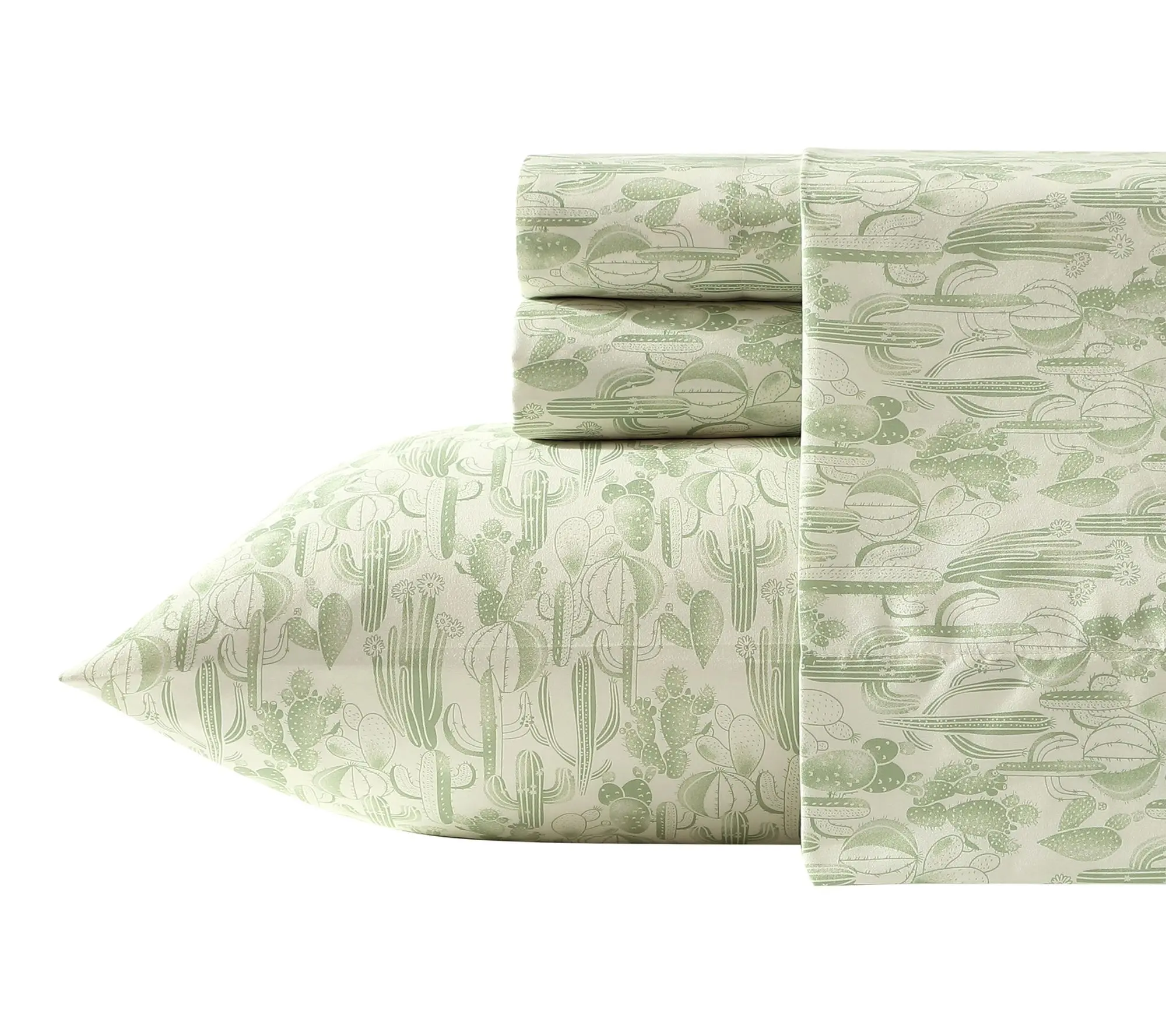 Wrangler Watercolor Cactus Sage Green Microfbr Twin Sheet Set