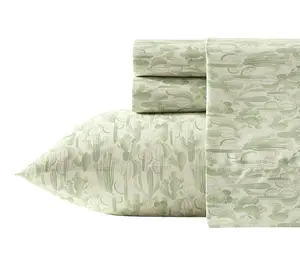Wrangler Watercolor Cactus Sage Green Microfbr Twin Sheet Set