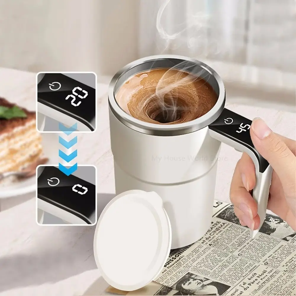 Electric Coffee Cup with LED Temperature Display, One-Touch Operation, Multifunction, Coffee Equipment, 304 Stainless Steel, Portable, Ideal for Office, Home, Outdoor Travel JB-01