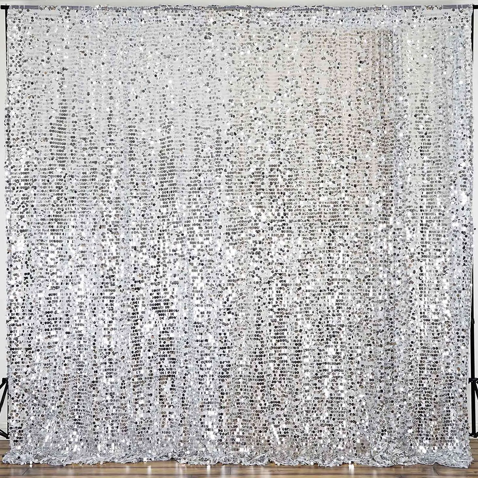 20ftx10ft Silver Payette Sequin Event Curtain Drapes - Wedding Backdrop, Glitter Backdrop Panel, Party Background Decoration for Photography Events