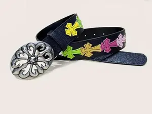 Color Cross Star Belt Unisex Streetwear Fashion Leather Belt 108cm Length 3.8cm Width Y2K Style