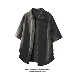 Summer vertical striped collared shirt, casual loose versatile shirt jacket