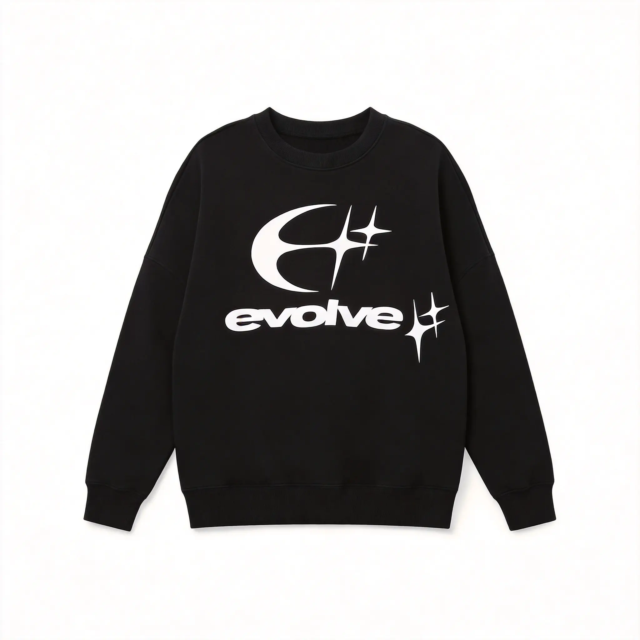Y2K Aesthetic Evolve Star Graphic Crewneck Sweatshirt Retro Letter Print Streetwear Pullover For Daily Street Outfit