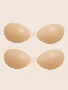 Invisible Silicone Seamless Mango Breast Tape Bra for Wedding Dress, Strapless Support, Three-Quarter Cup Push Up Fit, Wash Free and Buckleless Design