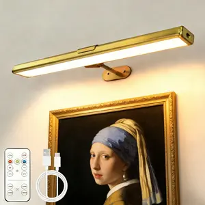 1pc Golden/Black premium magnetic wall-mounted display lamp, 360° adjustable Art Piece Light, Photo Light, remote control with 3-color adjustment and dimming, USB rechargeable, suitable for office, home, staircase, hallway, wall painting, or photo frame