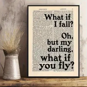 Motivational Wall Art - 1pc Unframed Canvas Poster "What If I Fall, Oh My Darling" Inspirational Poster - Art Deco Style Frameless Indoor Wall Art Decor for Living Room, Home & Dorm Decor