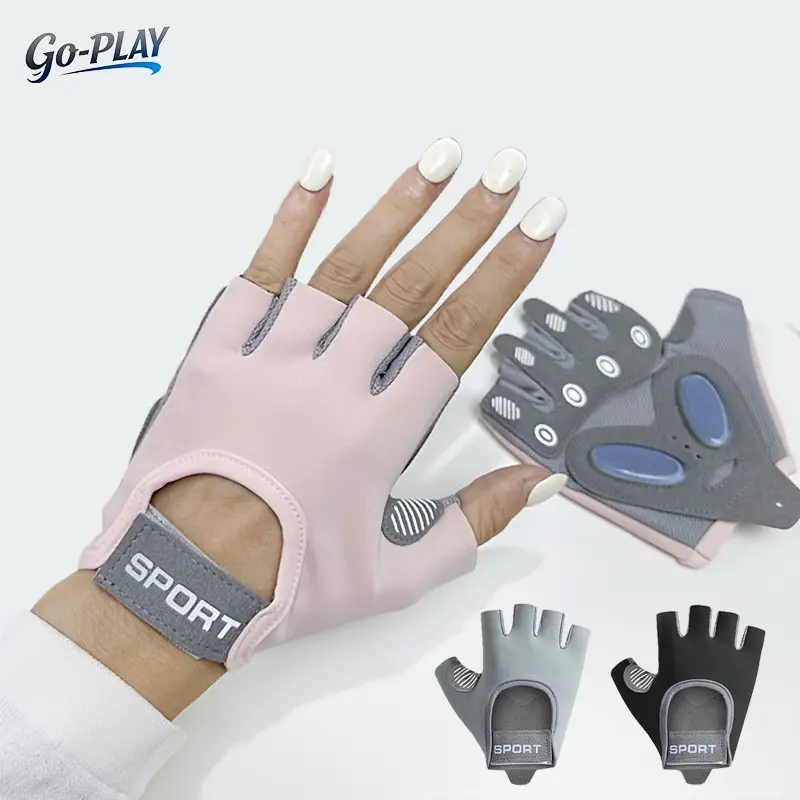 Fingerless Gym Gloves for Women & Men, Liquid Silicone Grip Workout Gloves, Anti-Slip Weight Lifting Gloves for Fitness, Cycling, Cross Training & Gym Workouts
