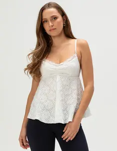 MADDEN GIRL Womens Lace Babydoll Top
