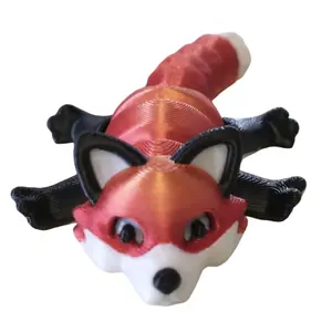 3D Printed Articulating Fox Figurine for Home Shelf Decoration - Plastic Material Decorative Ornaments