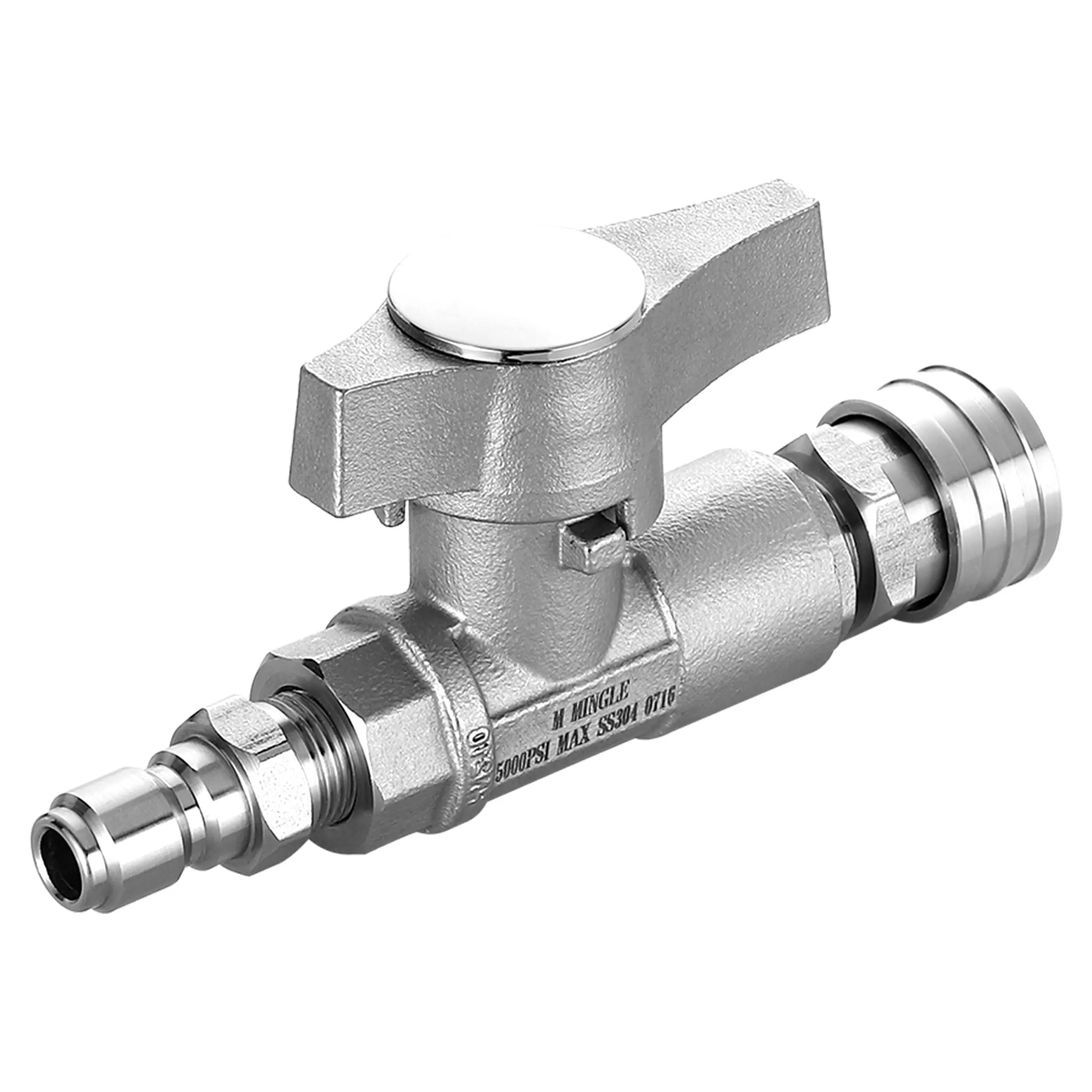M MINGLE Heavy-Duty Industrial Metal Pressure Washer Ball Valve, 3/8" Quick Connect, 5000 PSI Leak-Proof Stainless Steel, for Power Washer Hose Pumps, Pipe, Father's Day Gift