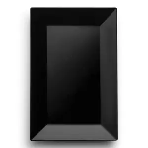 Black Rectangular Plastic Dessert Plates (5.5" x 8.5")