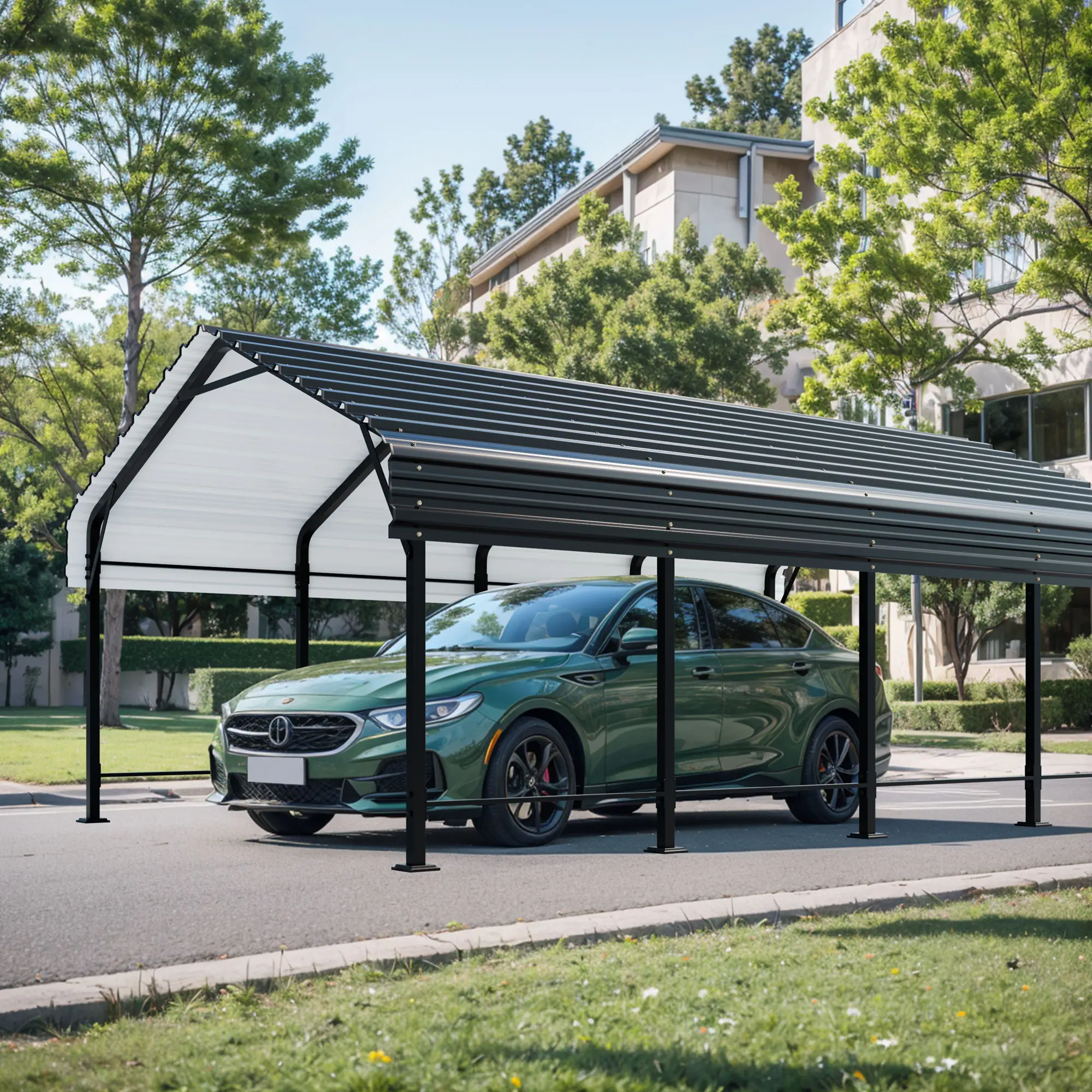 Walsunny Carport, 12x20x8.5 FT Heavy Duty Metal Carport Canopy for Outdoor Activities and Events, Metal Carport Garage for Pickup, Boat, Car and Tract