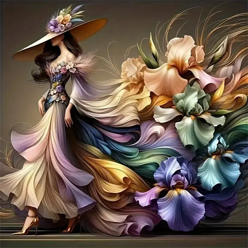 DIY Diamond Painting Arts Women Flower Full Diamond Embroidery Portrait Handmade Wall Decoration