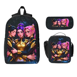 Girls K-Pop Rumi Mira Role Trendy Backpack – Available in shoulder bag and three-piece set. Unisex school backpack set, suitable for boys and girls to use for daily school and outdoor activities.