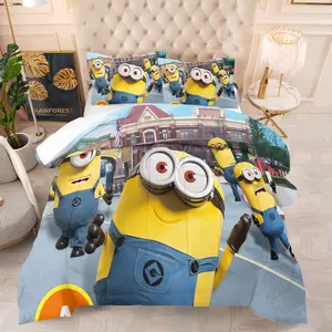 Despicable Me Pattern Comforter Set, Soft And Durable Bedding Set, Includes 1 Comforter And 1 Or 2 Pillowcases, Everyday Holiday Birthday Gift Bedroom Decor For Kids And Adults
