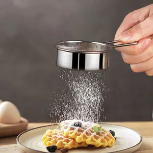 Stainless Steel Sugar Powder Sieve Handheld Flour Sifter Matcha Cocoa Powder Mesh Spreader Home Baking Tool Bakeware Utensils