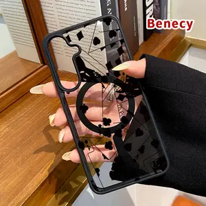 Magnetic Soft Case compatible with Samsung Galaxy S23 Ultra S24 Plus FE S25 S22+ Card Symphony Pattern Anti-Yellowing Shockproof ultra-thin Silicone Crystal Transparent Acrylic Cover Supports Wireless Charging