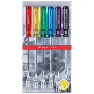 PB Swiss Tools PB 4040.SET PET Set of Fondue Forks in a Transparent Box 6 Pieces