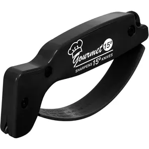 15 degree food knife sharpener, diamond grinding tungsten steel double-sided blade, suitable for straight or serrated food knives, handheld, black