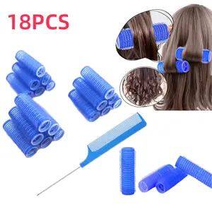 18PCS Set of Self Grip Small Hair Curlers with Rat Tail Comb,Heatless Roller Hair Curlers,Hairdressing Curler DIY Curly Hairstyle Hair Rollers Tools for Women Man