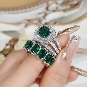 2pcs/set, Elegant & Luxury Style, Delicate Row Inlaid Shiny Colorful Synthetic Gemstone Ring For Bridal, Fashion Temperament Ring For Banquet & Wedding, Idea Gift