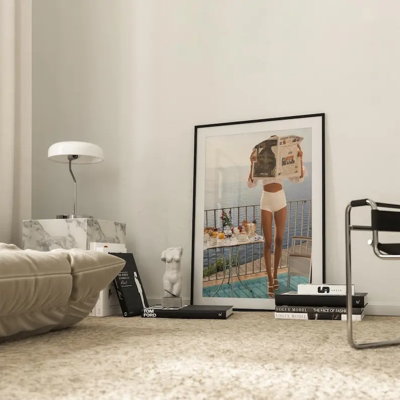 [Unframed] Woman Reading Newspaper Print, Fashion Magazine Art, Old Money Aesthetic, Vintage Print, Photography Prints, Museum Quality Photo Art Print