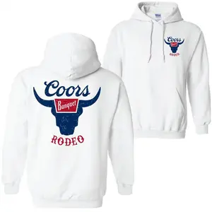 Coors Rodeo Front And Back Logo White Sweatshirt Hoodie  - Choose Your Style - Find Your Look . Size S to 3XL