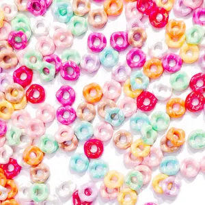 L1182]Rainbow Donut DIY Beads DIY Charms Set