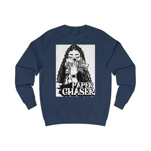Money Motivational Purpose Unisex Sweatshirt Soft Cotton Polyester Blend Medium Heavy Fabric Ribbed Collar Side Seams Comfortable Fit
