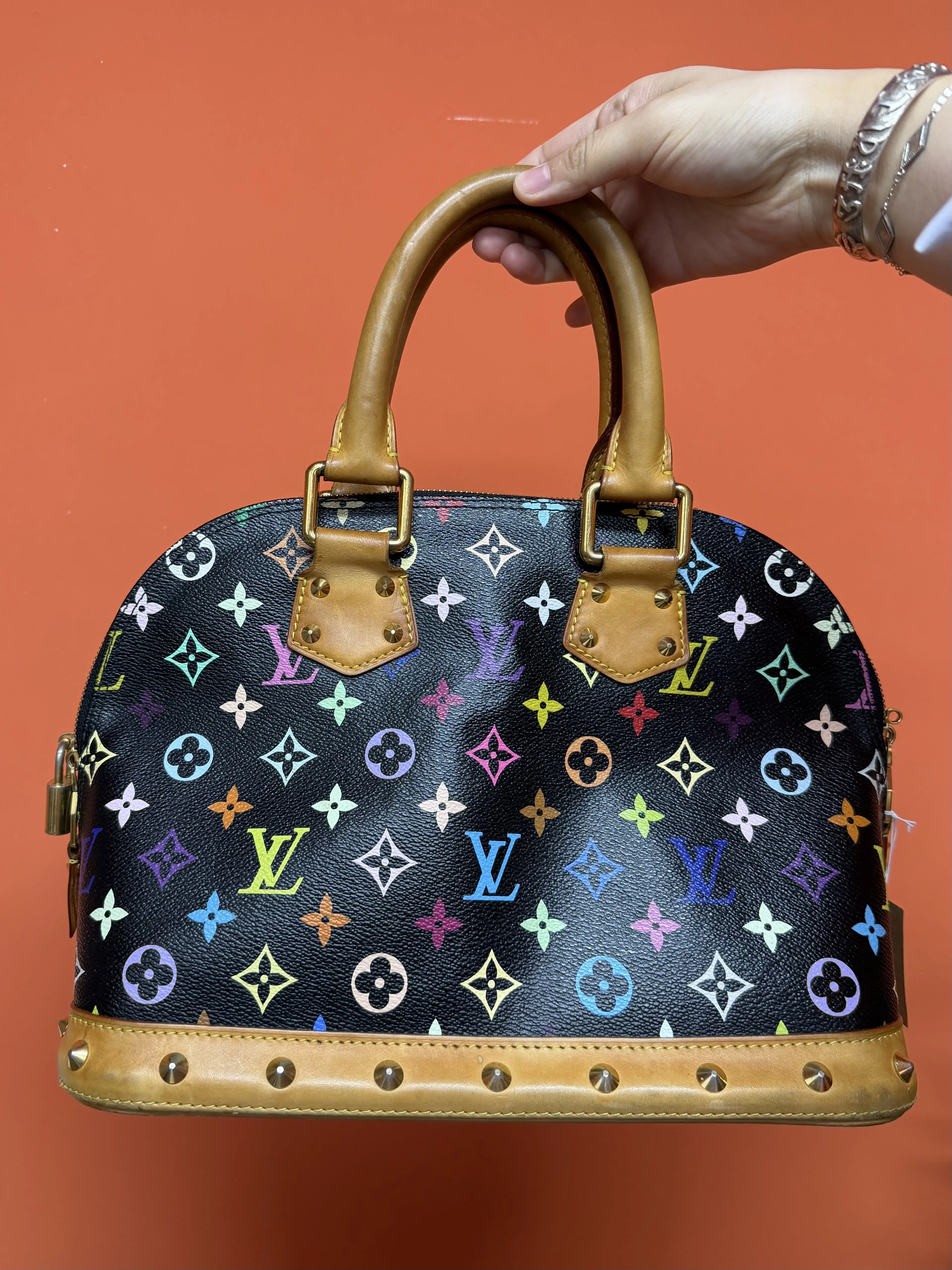 Pre-owned Louis Vuitton Pre loved LV Murakami Black Multicolor Alma PM Handbag