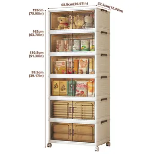Foldable Transparent Storage Cabinet for Living Room and Bedroom Organization Collapsible Multifunctional Bins