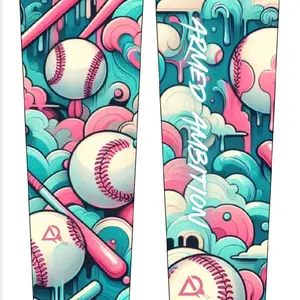 Cotton Candy Arm Sleeve with Baseball Design and Dripping Artwork Patterned Print