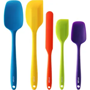 5count Silicone Rubber Spatula Set, BPA-Free Spatulas for kitchen Use, Heat Resistant Spatula for Cooking & Baking, Dishwasher Safe
