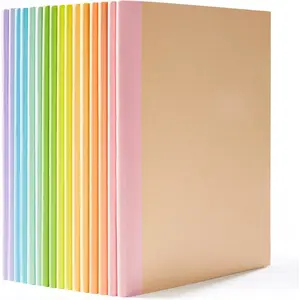 16 Pack Composition Notebook Bulk, Kraft Cover Lined Blank College Ruled Travel Journals with Pastel Color Spine For Women Students Office, 60 Pages, 8.3”x 5.5”, A5, 8 Pastel Colors