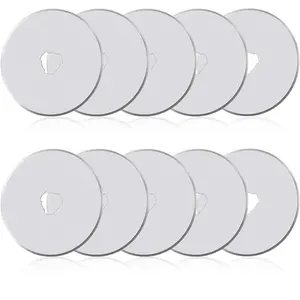10 pcs 45 mm rotary cutter replacement blades with plastic blade storage case for quilting fabric, paper, leather