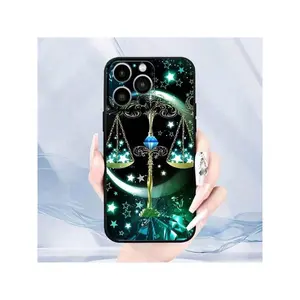 Zodiac And Libra Anime Cartoon Simple, Stylish And  Must-Have Mobile Phone Case Cartoon Character Mobile Phone Black TPU Case For IPhone 16/15/14/13/12/11 Pro Max