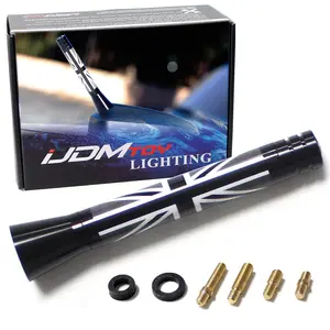 iJDMTOY 3-Inch Black/White Union Jack Theme Short Antenna For Mini Cooper (All Models) & More Other Cars