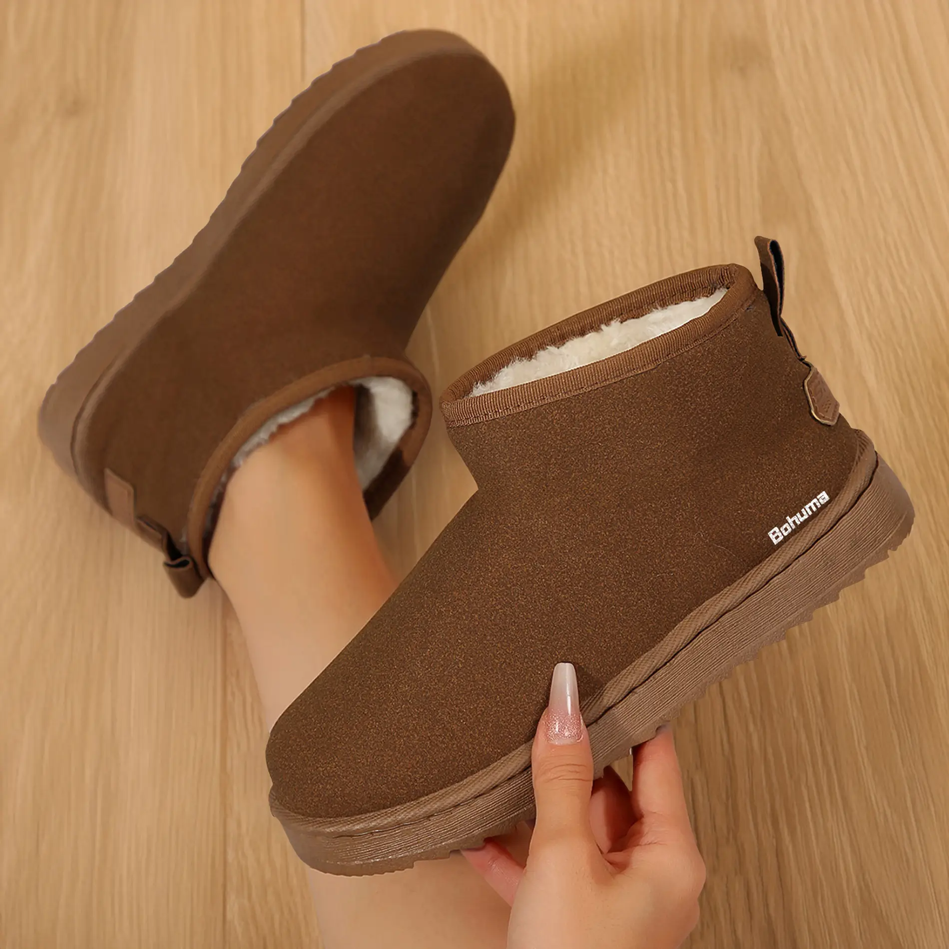 Women's Platform Snow Boots for Women Winter Genuine Suede Ankle Mini Boots with Lined