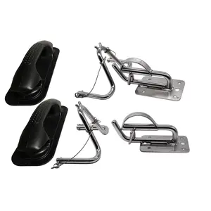 MARINE CITY Quick Release Snap Davit Set 304 Stainless Steel 150 lb Lifting Capacity Transom Mount Black Handle Pads Hardware Included For Boats & Yachts Pack of 2
