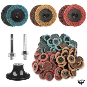 92PCS 2 Inch Quick Change Sanding Discs Set, 90PCS Surface Conditioning Pneumatic Die Grinder Sanding Discs with 1/4" Roll Lock Holder Pad for Metal Strip Clean Polish Burr Finish (Fine Medium Coarse)