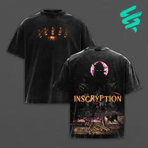 Inscryption Game graphic v2 Washed T-Shirt Hoodie & Sweatshirt Gift For Gamer, apparel Menswear Top Casual, Gaming Top graphic t-shirts print back fan gamer Fabric Seamless Menswear