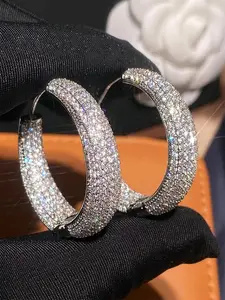 1 Pair Fashion Cubic Zirconia Hoop Earrings Statement Earrings For Women For Wedding Engagement Anniversary Party Jewelry Valentine's Day Gift