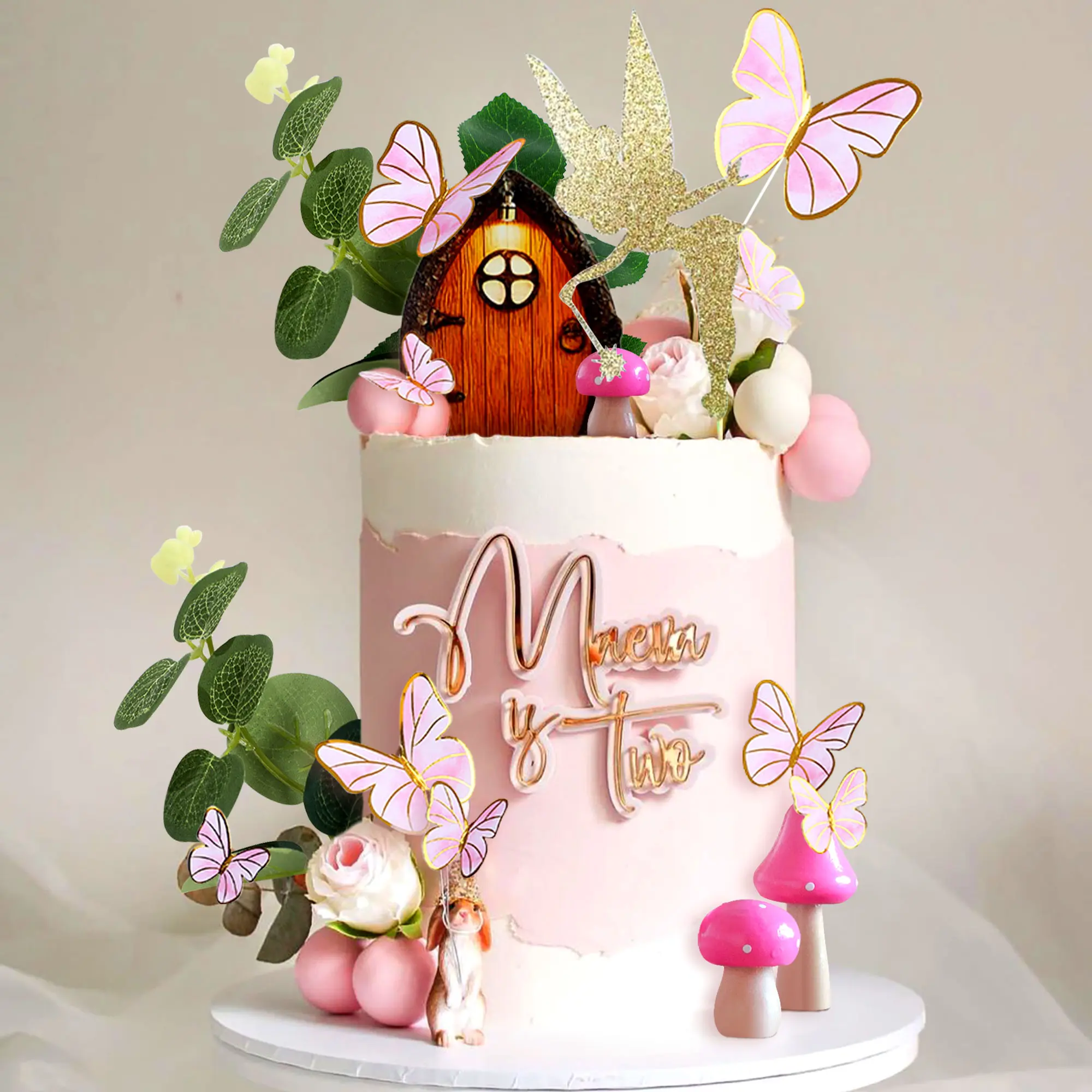 Pink Mushroom House Cake Decoration Mushroom Cake Decoration Fairy Cake Decoration Birthday Party