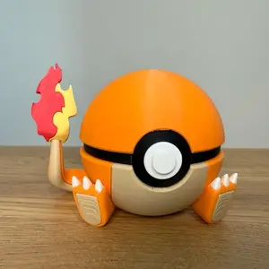 #0004 Charmander Ball - Made to Order, 3D Printed Pokeball Figure, High-Quality PLA