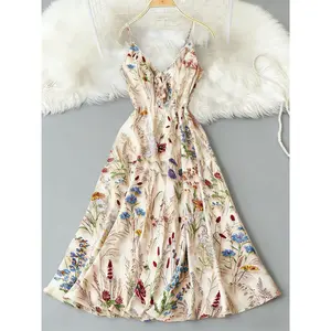 Women’s bohemian printed vest dress, a fashionable and casual A-line dress, perfect for beach vacations and ideal for summer and spring. GARMENTARY