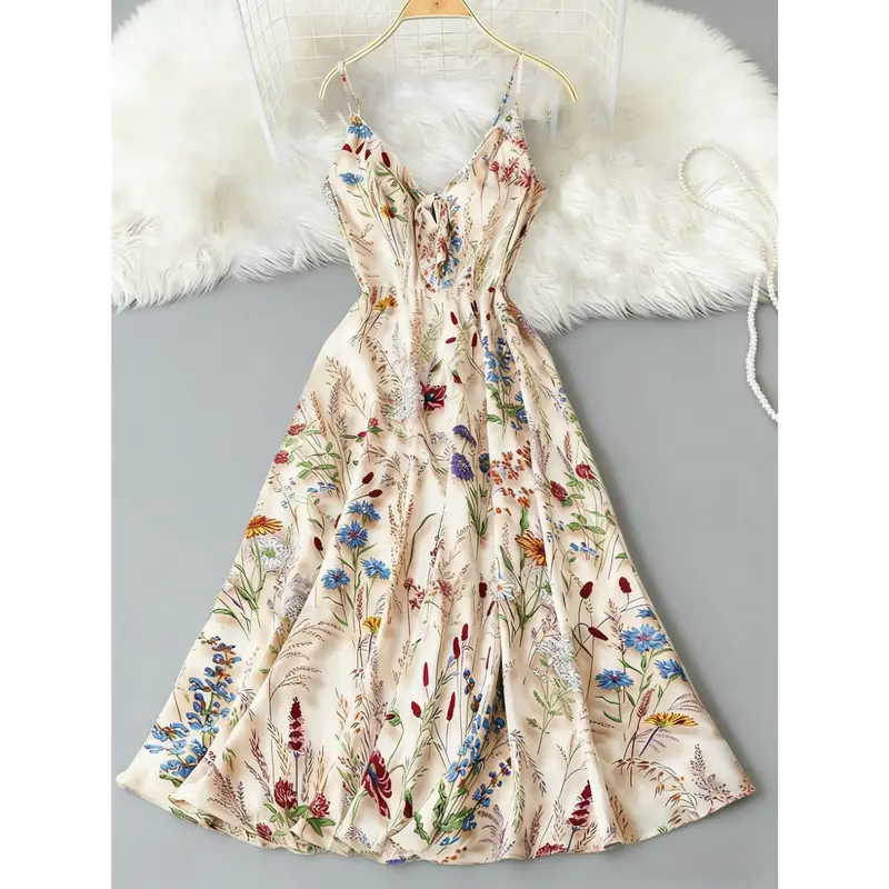 chinese dress ladies Pointelle Slim Long Vest Dress at Atelier Delphine Nude / S