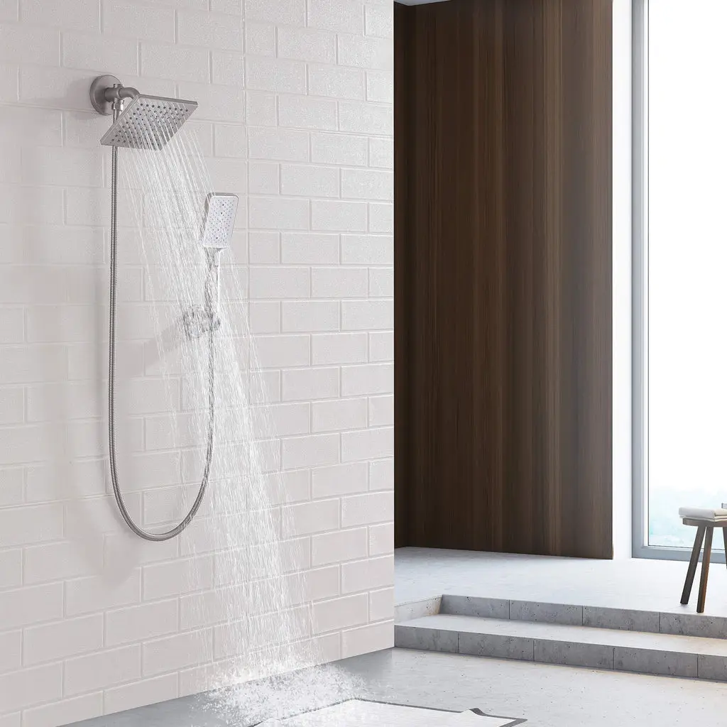 Stainless Steel Rain Shower Head with Handheld, Dual Head Showerhead Combo, Flexible Showerheads & Handheld Showers, Easy-Install Low Pressure Bathroom Upgrade for Hotel-Style Experience