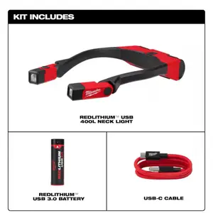 Milwaukee 400 Lumens LED REDLITHIUM Rechargeable Neck Light
